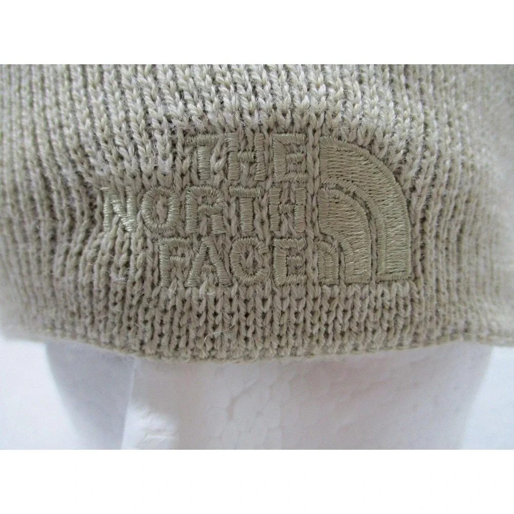 The North Face Hat Beanie Fitted One Size Tan Knit Fleece Lined Mens Winter Warm